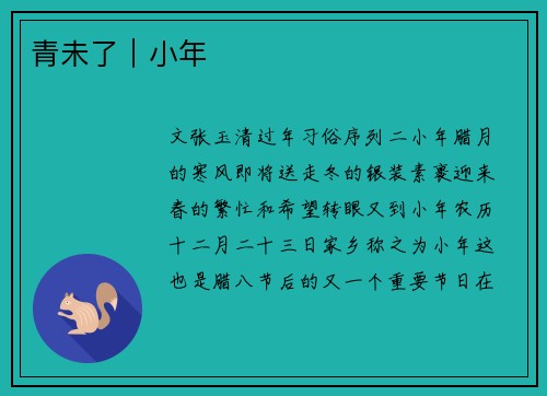 青未了｜小年