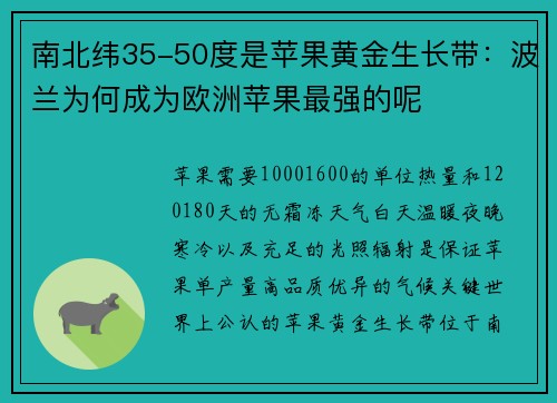 南北纬35-50度是苹果黄金生长带：波兰为何成为欧洲苹果最强的呢